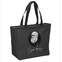 Charles Darwin Portrait Signature Evolution Atheist Science Zip Tote Bag