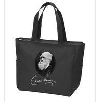 Charles Darwin Portrait Signature Evolution Atheist Science Zip Tote Bag