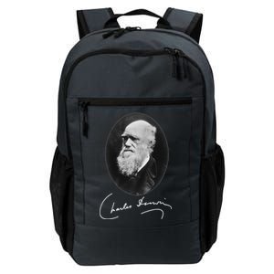 Charles Darwin Portrait Signature Evolution Atheist Science Daily Commute Backpack