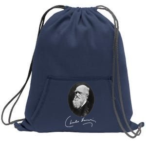 Charles Darwin Portrait Signature Evolution Atheist Science Sweatshirt Cinch Pack Bag