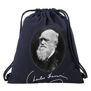 Charles Darwin Portrait Signature Evolution Atheist Science Drawstring Bag