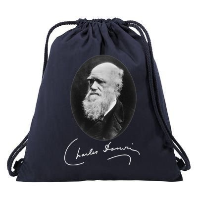 Charles Darwin Portrait Signature Evolution Atheist Science Drawstring Bag