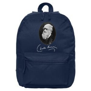 Charles Darwin Portrait Signature Evolution Atheist Science 16 in Basic Backpack