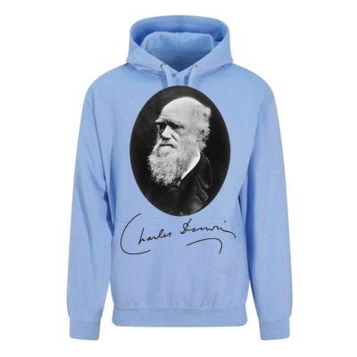 Charles Darwin Portrait Signature Evolution Atheist Science Unisex Surf Hoodie