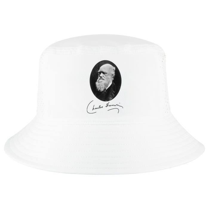 Charles Darwin Portrait Signature Evolution Atheist Science Cool Comfort Performance Bucket Hat