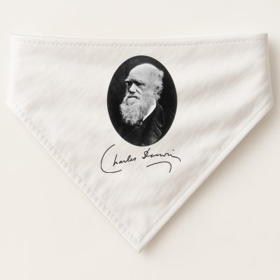 Charles Darwin Portrait Signature Evolution Atheist Science USA-Made Doggie Bandana