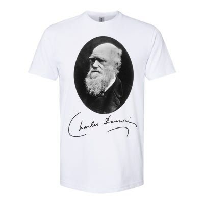 Charles Darwin Portrait Signature Evolution Atheist Science Softstyle CVC T-Shirt