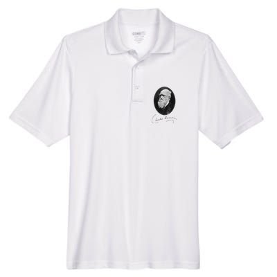 Charles Darwin Portrait Signature Evolution Atheist Science Men's Origin Performance Pique Polo