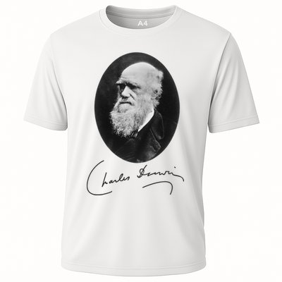 Charles Darwin Portrait Signature Evolution Atheist Science Performance Shirt