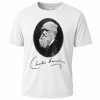 Charles Darwin Portrait Signature Evolution Atheist Science Performance Shirt
