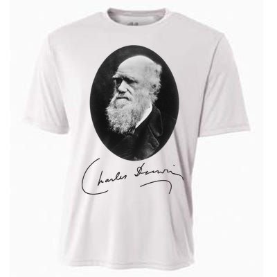 Charles Darwin Portrait Signature Evolution Atheist Science Cooling Performance Crew T-Shirt