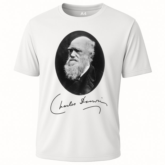 Charles Darwin Portrait Signature Evolution Atheist Science Performance Shirt