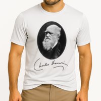 Charles Darwin Portrait Signature Evolution Atheist Science Performance Shirt