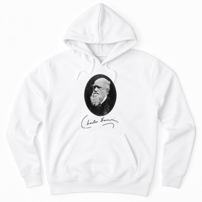 Charles Darwin Portrait Signature Evolution Atheist Science Hoodie