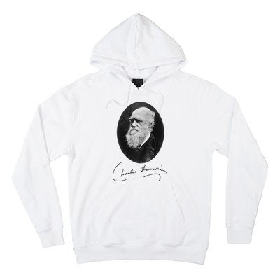 Charles Darwin Portrait Signature Evolution Atheist Science Hoodie