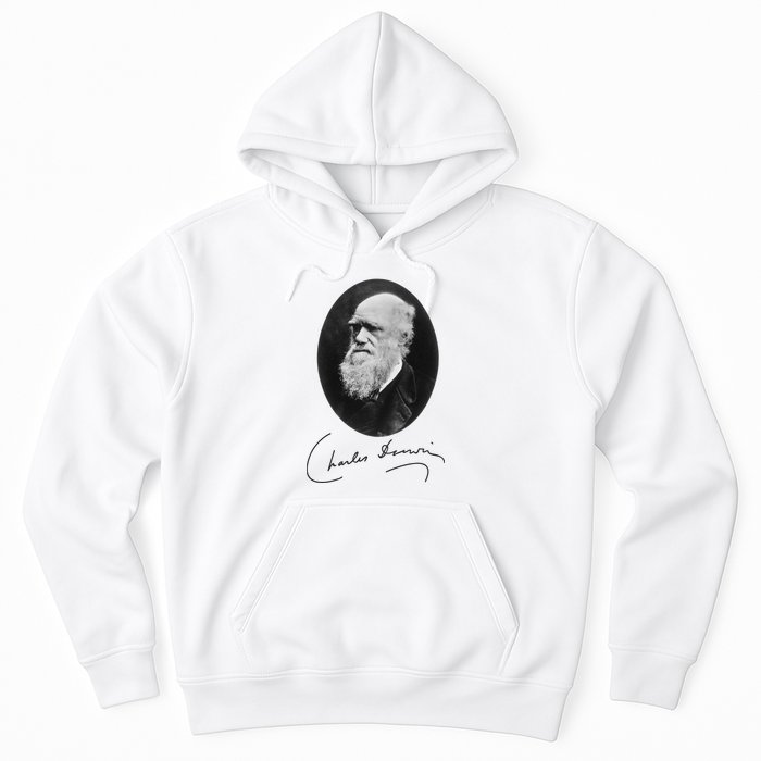 Charles Darwin Portrait Signature Evolution Atheist Science Hoodie