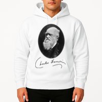 Charles Darwin Portrait Signature Evolution Atheist Science Hoodie