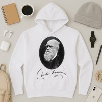 Charles Darwin Portrait Signature Evolution Atheist Science Hoodie