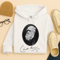 Charles Darwin Portrait Signature Evolution Atheist Science Hoodie