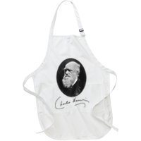Charles Darwin Portrait Signature Evolution Atheist Science Full-Length Apron With Pockets