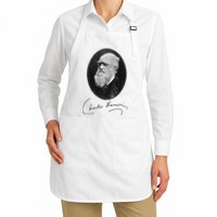 Charles Darwin Portrait Signature Evolution Atheist Science Full-Length Apron With Pockets