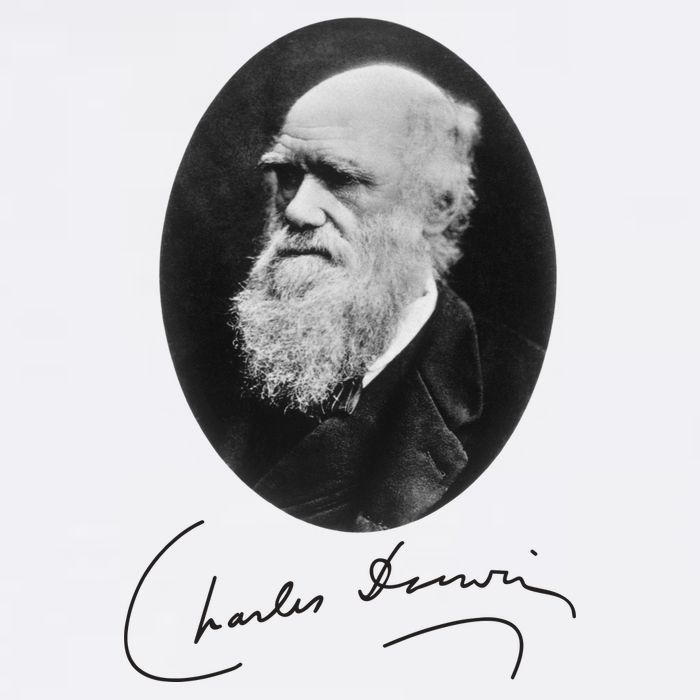Charles Darwin Portrait Signature Evolution Atheist Science Full-Length Apron With Pockets