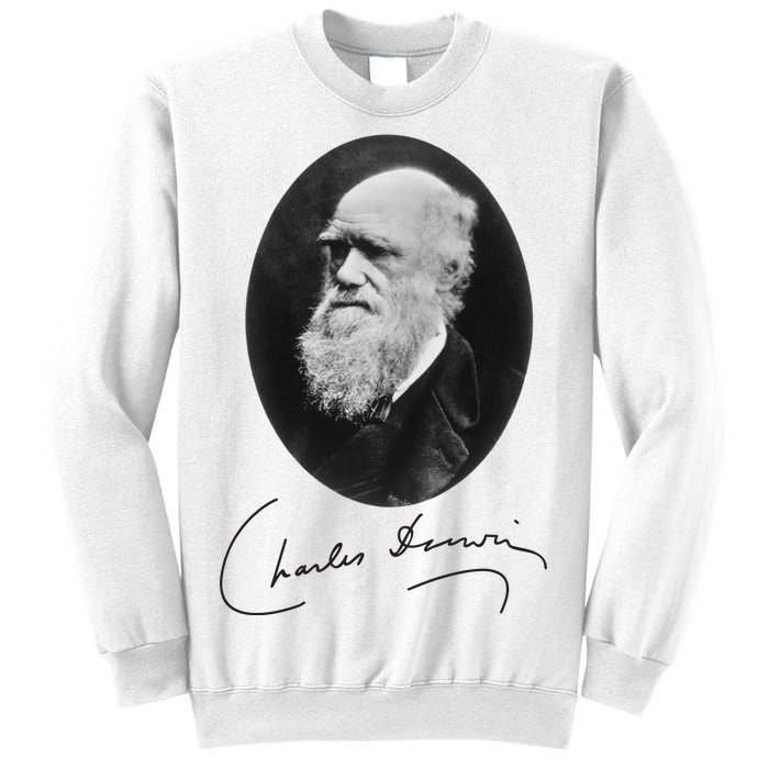 Charles Darwin Portrait Signature Evolution Atheist Science Sweatshirt