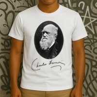 Charles Darwin Portrait Signature Evolution Atheist Science T-Shirt