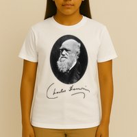 Charles Darwin Portrait Signature Evolution Atheist Science T-Shirt