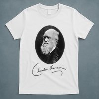 Charles Darwin Portrait Signature Evolution Atheist Science T-Shirt