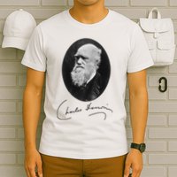 Charles Darwin Portrait Signature Evolution Atheist Science T-Shirt