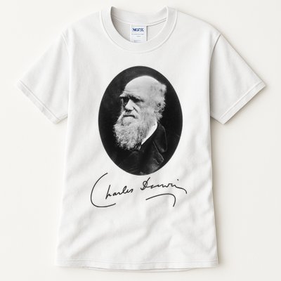 Charles Darwin Portrait Signature Evolution Atheist Science Tall T-Shirt