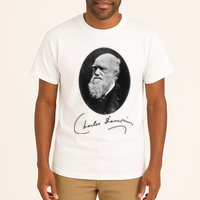 Charles Darwin Portrait Signature Evolution Atheist Science Tall T-Shirt