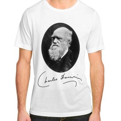 Charles Darwin Portrait Signature Evolution Atheist Science Adult ChromaSoft Performance T-Shirt