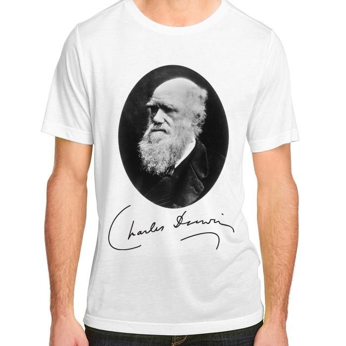 Charles Darwin Portrait Signature Evolution Atheist Science Adult ChromaSoft Performance T-Shirt