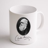 Charles Darwin Portrait Signature Evolution Atheist Science Mug