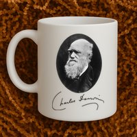 Charles Darwin Portrait Signature Evolution Atheist Science Mug