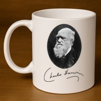 Charles Darwin Portrait Signature Evolution Atheist Science 11oz C Handle Ceramic Mug