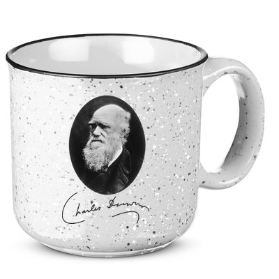 Charles Darwin Portrait Signature Evolution Atheist Science 15oz Campfire Ceramic Mug