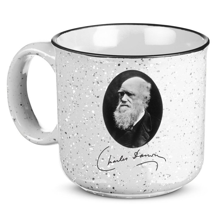 Charles Darwin Portrait Signature Evolution Atheist Science 15oz Campfire Ceramic Mug