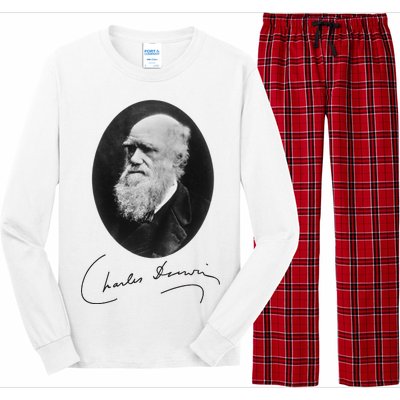 Charles Darwin Portrait Signature Evolution Atheist Science Long Sleeve Pajama Set