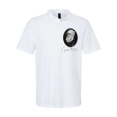 Charles Darwin Portrait Signature Evolution Atheist Science Softstyle Adult Sport Polo