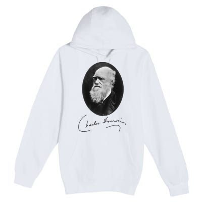 Charles Darwin Portrait Signature Evolution Atheist Science Premium Pullover Hoodie