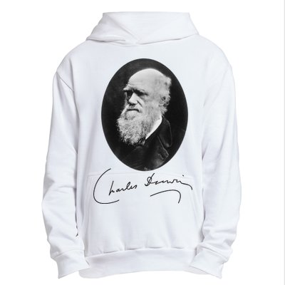 Charles Darwin Portrait Signature Evolution Atheist Science Urban Pullover Hoodie