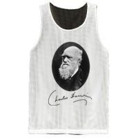 Charles Darwin Portrait Signature Evolution Atheist Science Mesh Reversible Basketball Jersey Tank