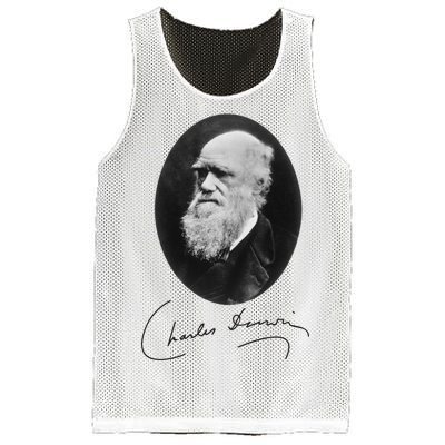 Charles Darwin Portrait Signature Evolution Atheist Science Mesh Reversible Basketball Jersey Tank