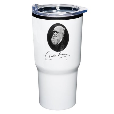 Charles Darwin Portrait Signature Evolution Atheist Science Tumbler