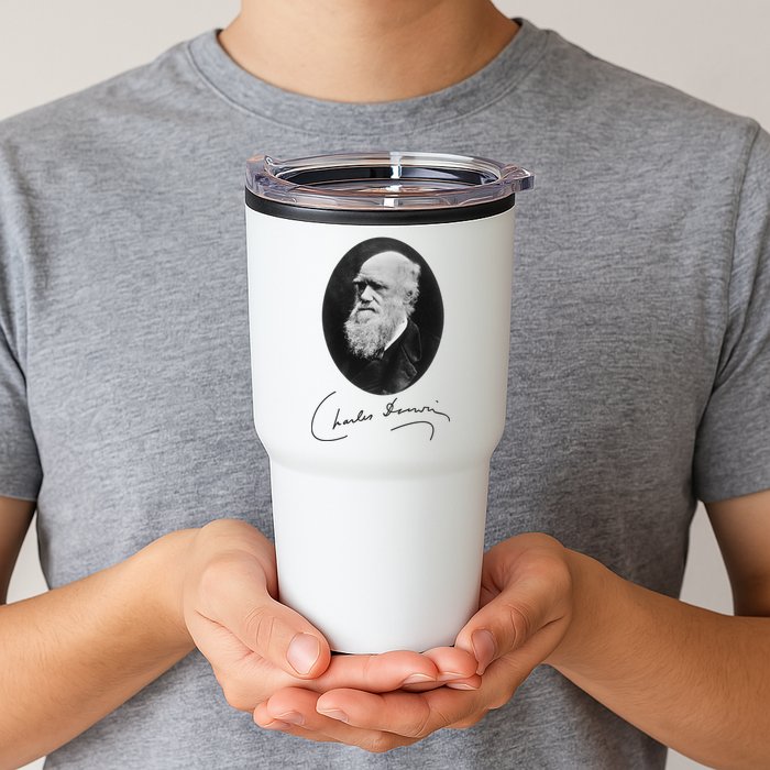 Charles Darwin Portrait Signature Evolution Atheist Science Tumbler
