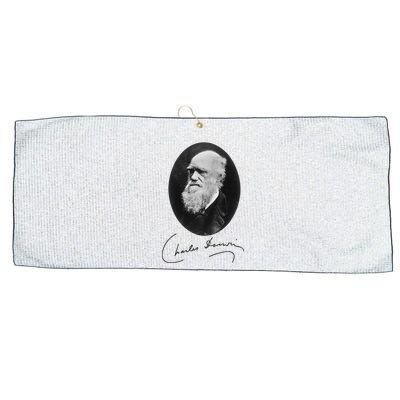 Charles Darwin Portrait Signature Evolution Atheist Science Large Microfiber Waffle Golf Towel
