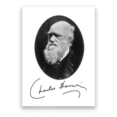 Charles Darwin Portrait Signature Evolution Atheist Science Poster